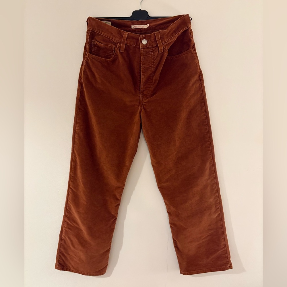 Levi's Ribcage Straight Ankle Velvet Pants in Tortoise Shell Moleskin (Brown)